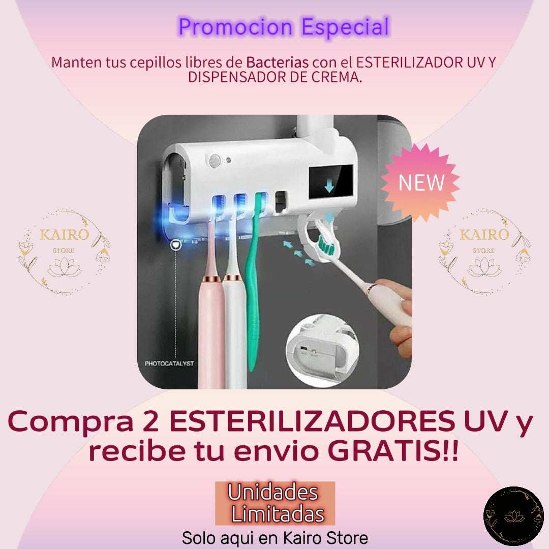 Esterilización UV con Dispensador de Crema Dental y Porta Cepillos